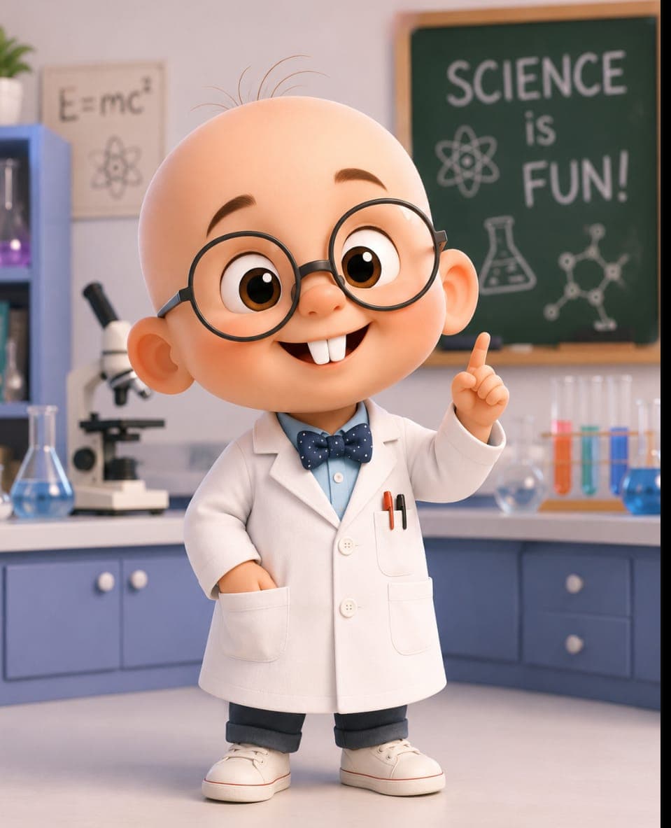 Ollie the science mascot giving a thumbs up in his lab coat